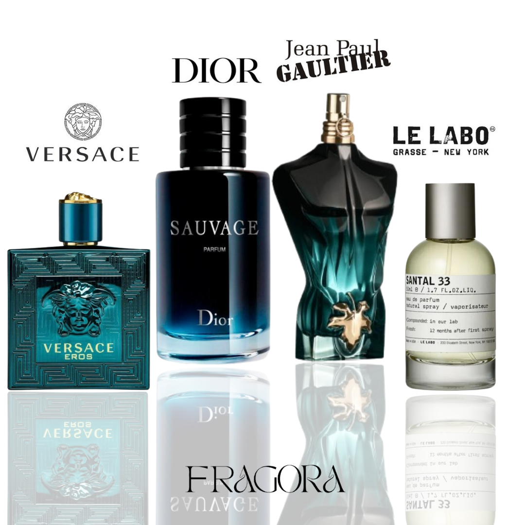 Dior Sauvage, Versace Eros, Le Beau Le Parfum & Santal 33